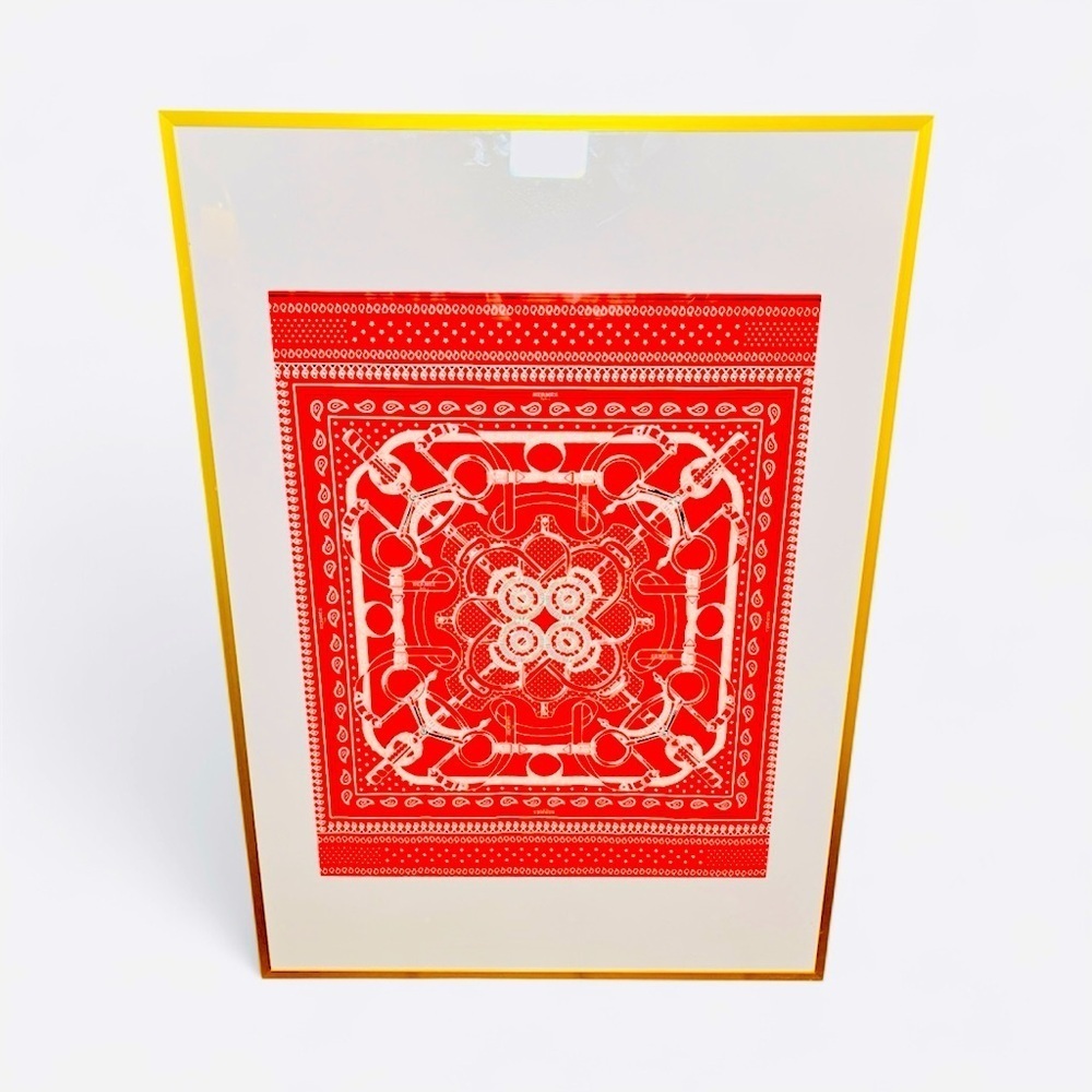 Hermès Framed Emblematic Wrapping Paper  2018 Authentic (1 Sheet, 19.5”x 19.5”)